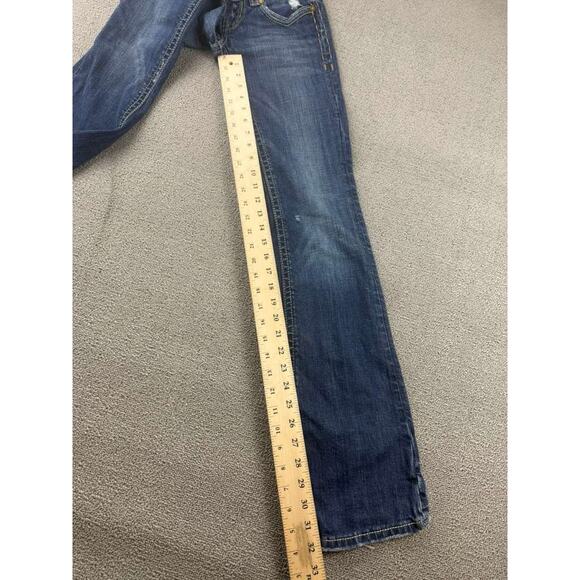 MEK Denim Jeans Women W24 L34 Blue Oaxaca Bootcut Stretch Back Embroidery - Picture 6 of 13